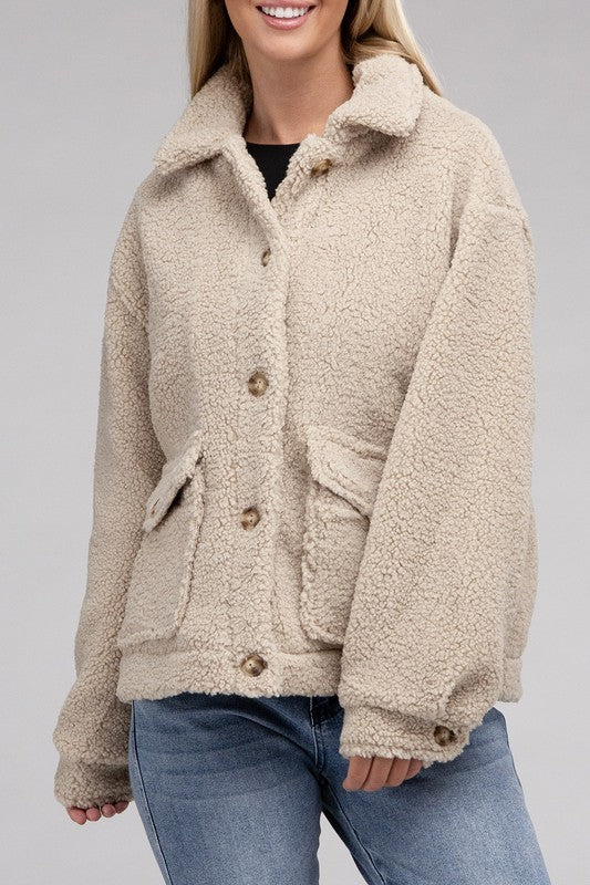 Cozy Sherpa Button-Front Jacket Jacket