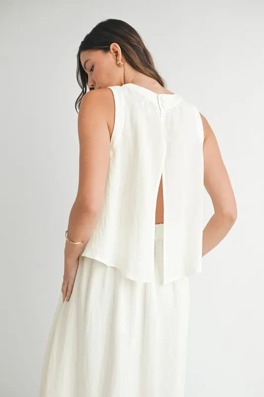 Wrinkled Round Neck Swing Top and Skirt Set set