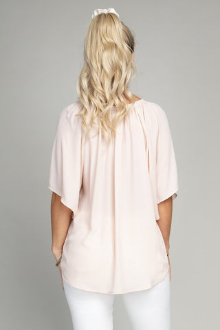 Solid Notched Neck Blouse Top