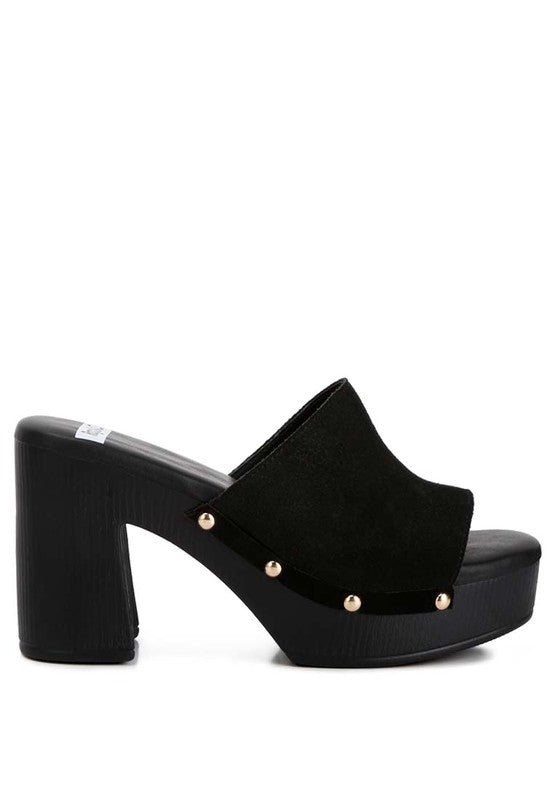 Cartera Suede High Block Heel Mules mules