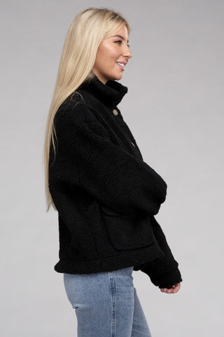 Cozy Sherpa Button-Front Jacket Jacket