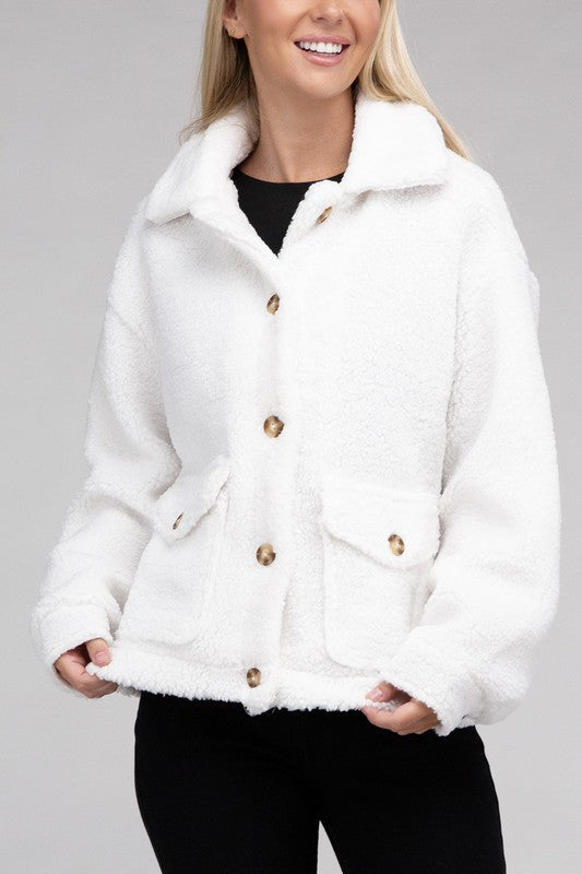 Cozy Sherpa Button-Front Jacket Jacket