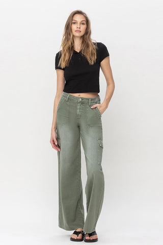 High Rise Utility Cargo Wide Jeans