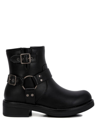 Allux Faux Leather Pin Buckle Boots Boots