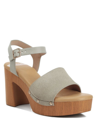 Daniela Suede High Block Sandals Beige Sandals