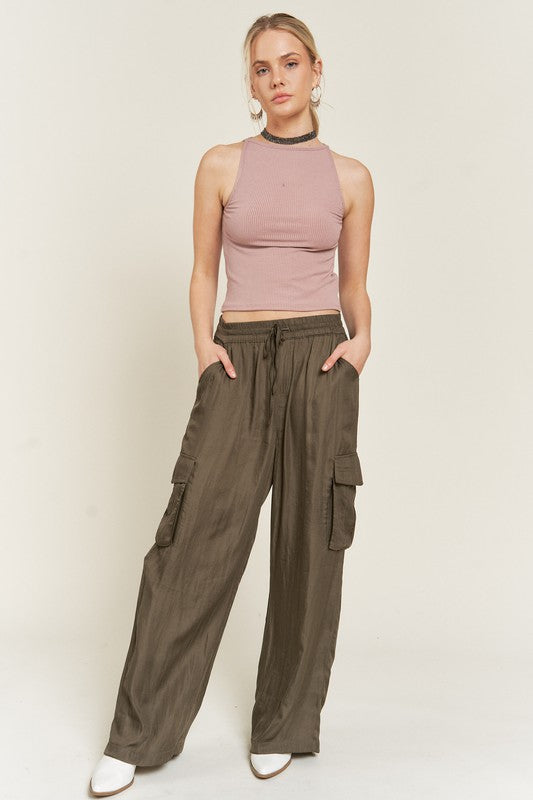 Satin Cargo Pants Pants