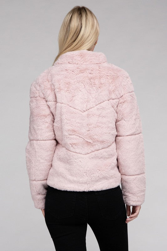 Fluffy Zip-Up Sweater Jacket Jacket