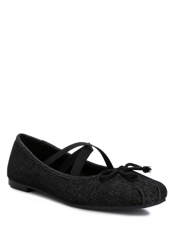 Arimer Criss Cross Strap Ballet Flats Black flats