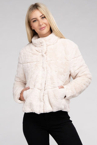 Fluffy Zip-Up Sweater Jacket Jacket