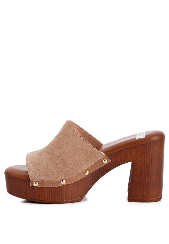 Cartera Suede High Block Heel Mules mules