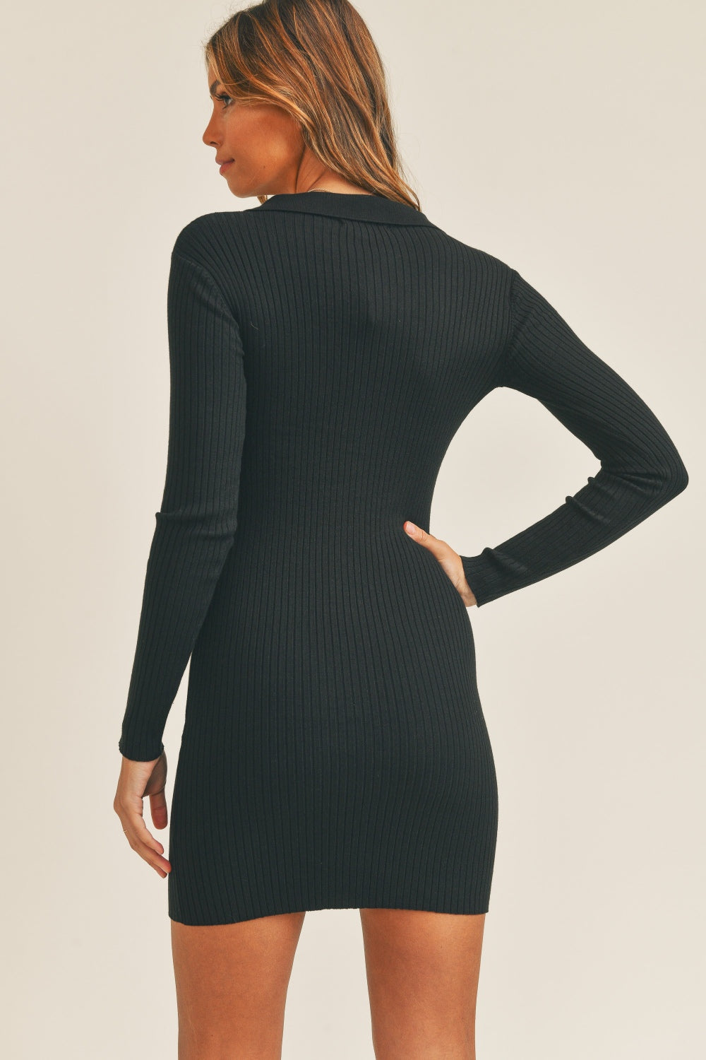 Button Up Ribbed Mini Shirt Dress Dress