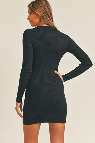 Button Up Ribbed Mini Shirt Dress Dress