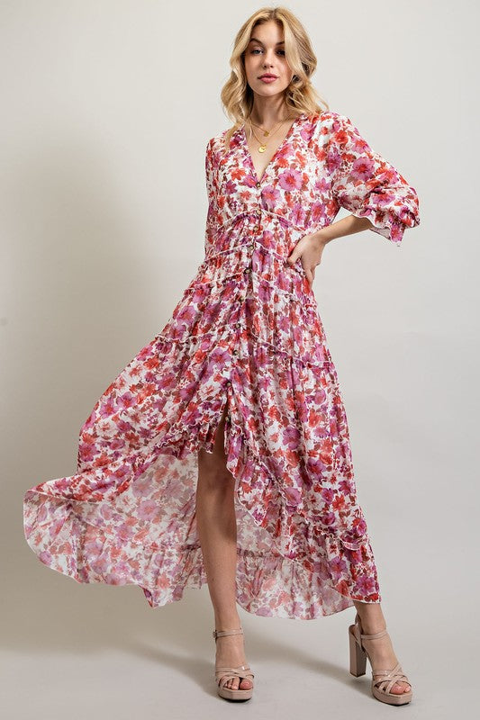 Bohemian High Low Floral Maxi Dress Dresses