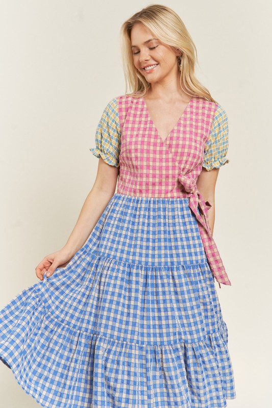 Colorblock gingham Dress Dress