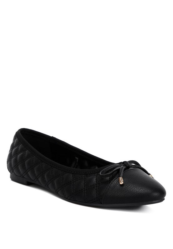 Naoki Quilted Faux Leather Ballerinas BLACK Ballerinas