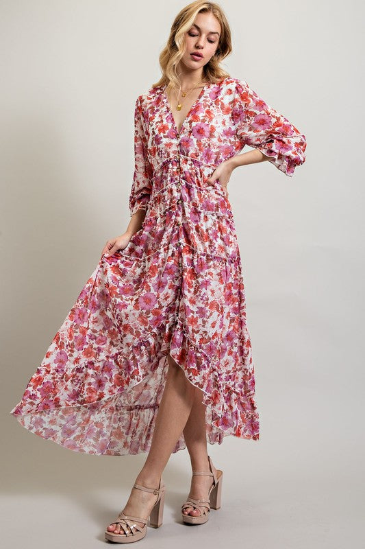 Bohemian High Low Floral Maxi Dress Dresses