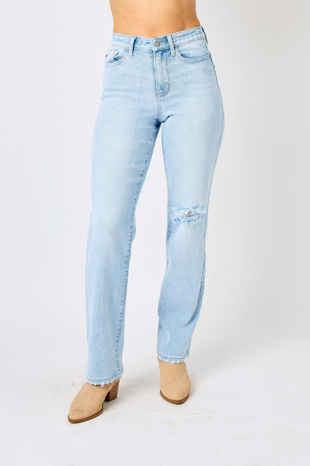 Judy Blue Full Size High Waist Distressed Straight Jeans Jeans