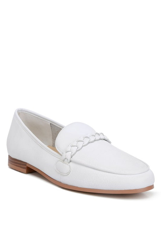 Kita Braided Strap Detail Loafers White lofers