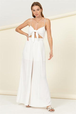 Remember Me Front Sash Cutout Jumpsuit OFF WHITE Romper