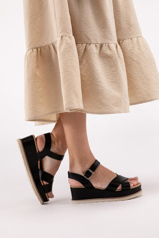 Clever-S Cross Strap Wedge Sandals Sandals