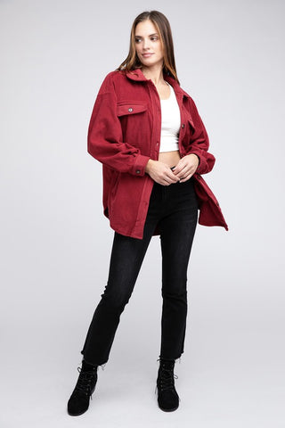 Fleece Buttoned Down Oversized Jacket Jacket