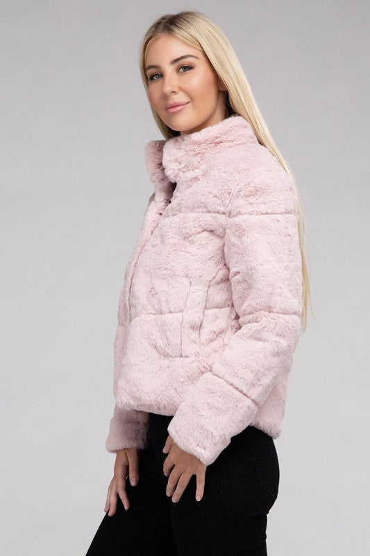 Fluffy Zip-Up Sweater Jacket Jacket