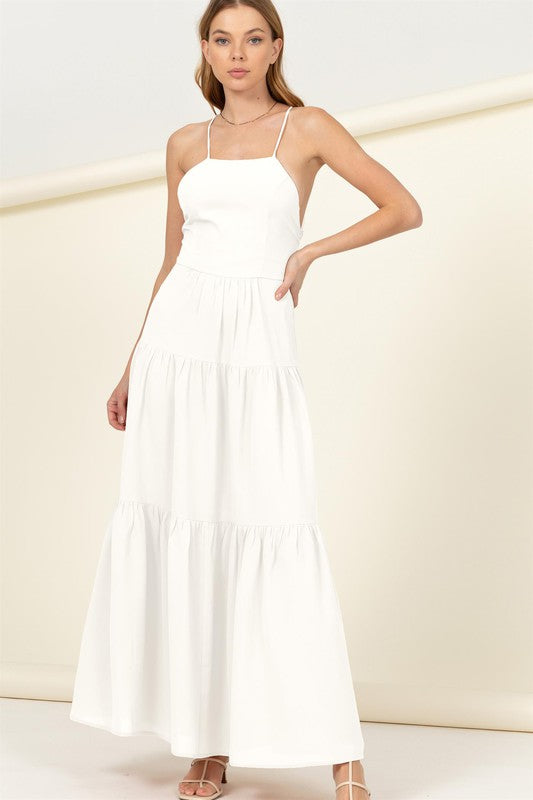 Said Yes Tiered Maxi Dress OFF WHITE L Dress