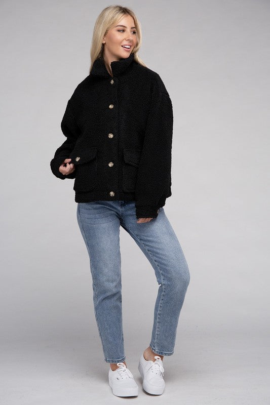 Cozy Sherpa Button-Front Jacket Jacket