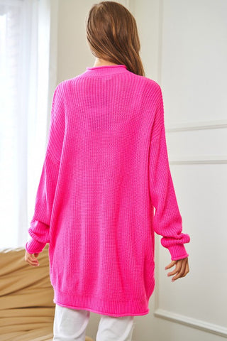 Solid Mock Neck Long Sleeve Knit Sweater Sweater