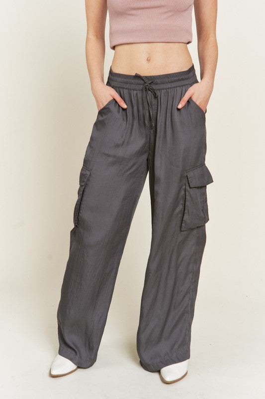 Satin Cargo Pants CHARCOAL Pants