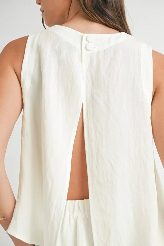Wrinkled Round Neck Swing Top and Skirt Set set