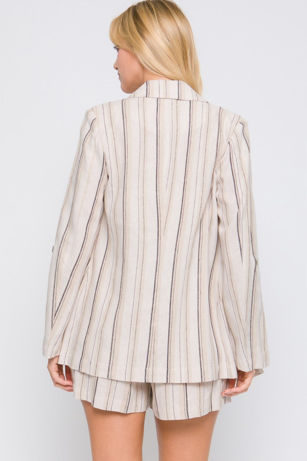 Love Tree Linen Woven Striped Blazer Set