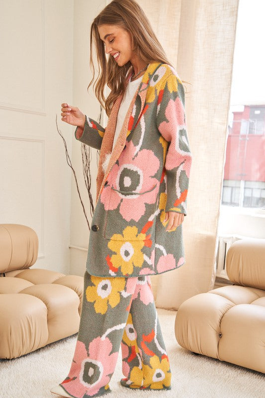 Flower Printed Casual Cozy Full Long Wide Pants Pants