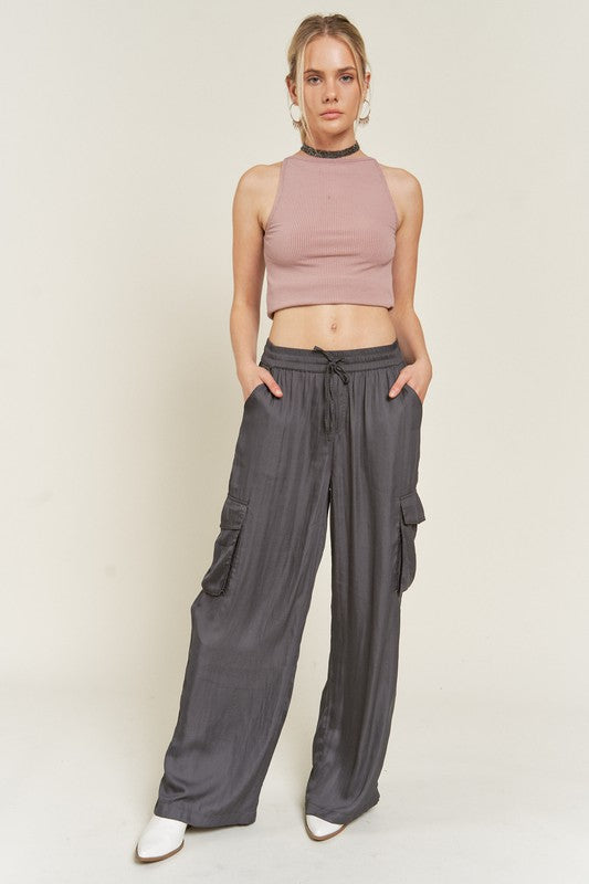 Satin Cargo Pants Pants