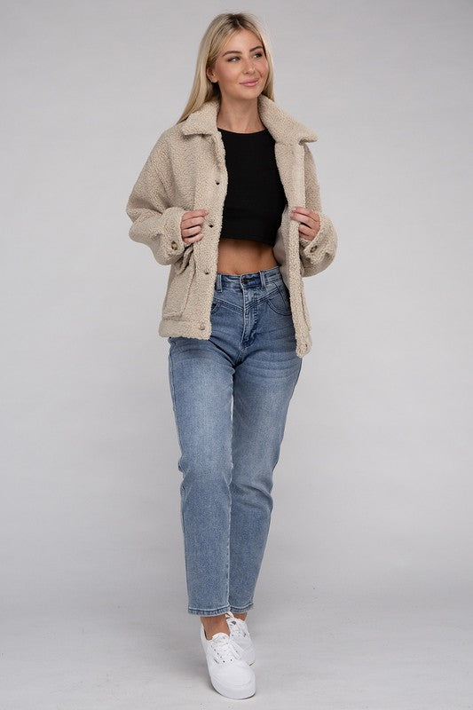 Cozy Sherpa Button-Front Jacket Jacket