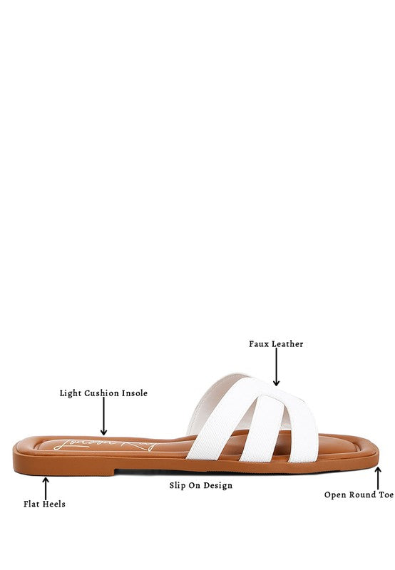 Aura Faux Leather Flat Sandals Sandals