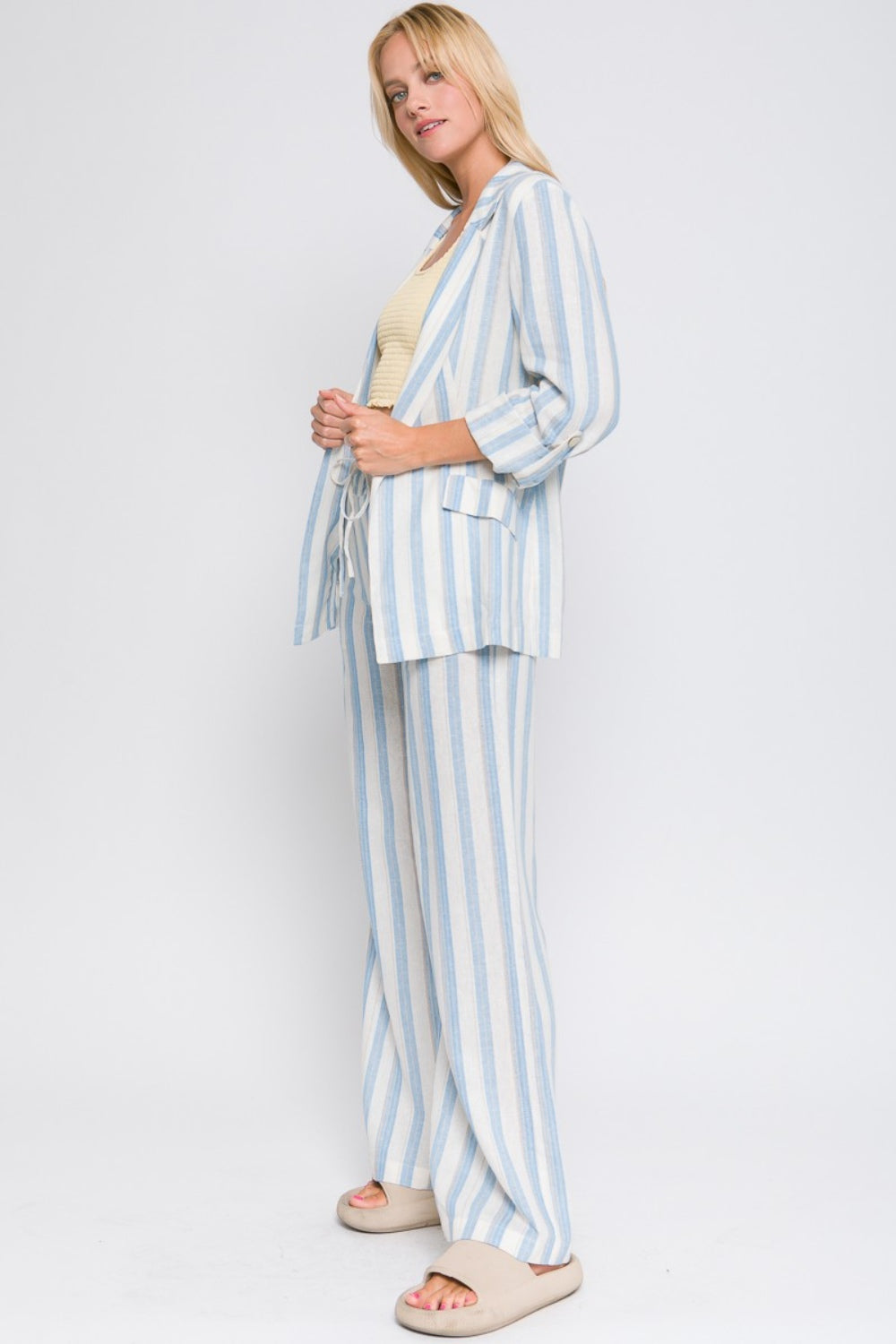 Love Tree Linen Woven Striped Blazer set