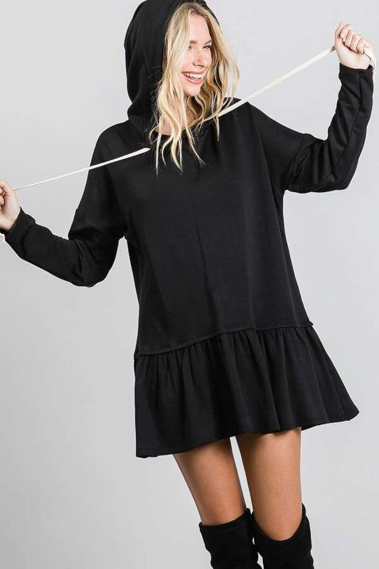 Long sleeve hoodie peplum tunic sweatshirt