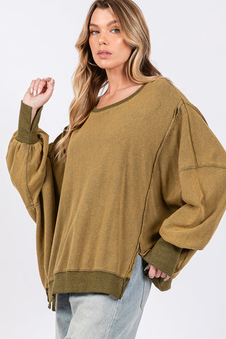 Mineral Wash Side Slit Oversized Sweatshirt sweatshirt