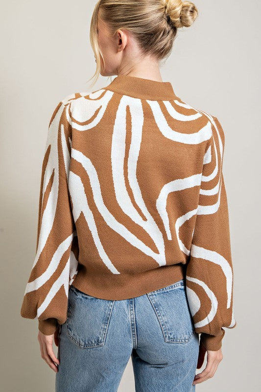 Mock Neck Printed Sweater Sweater