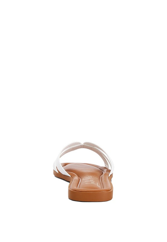 Aura Faux Leather Flat Sandals Sandals