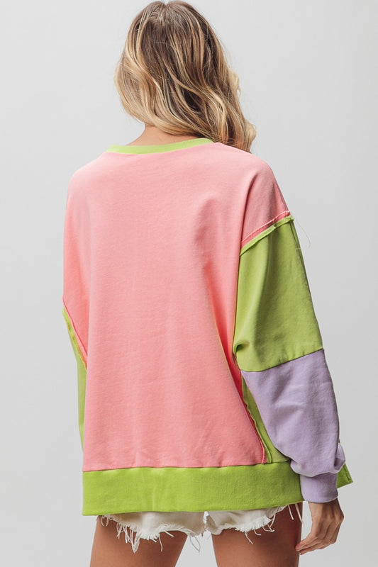 BiBi Washed Color Block Sweatshirt sweatshirt