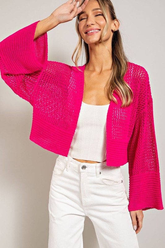 Eyelet knit cardigan cardigan