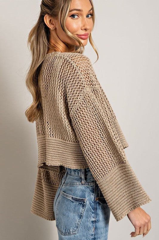 Eyelet knit cardigan cardigan