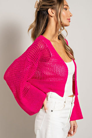 Eyelet knit cardigan cardigan