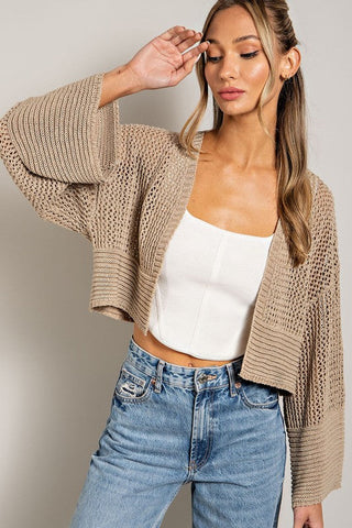 Eyelet knit cardigan OATMEAL cardigan