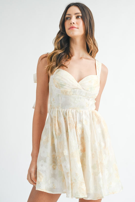 MABLE Textured Floral Corset Mini Dress Dress