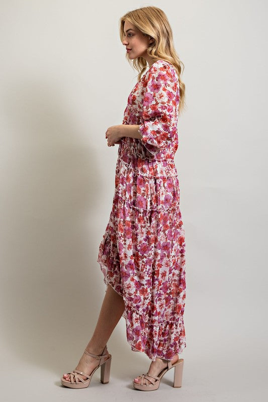 Bohemian High Low Floral Maxi Dress Dresses