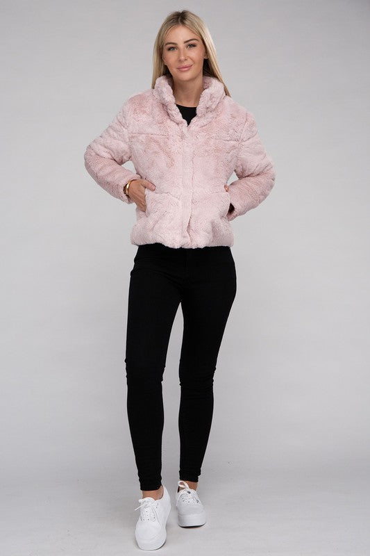 Fluffy Zip-Up Sweater Jacket Jacket