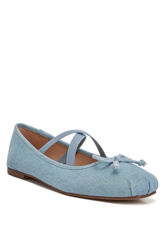 Arimer Criss Cross Strap Ballet Flats Blue flats